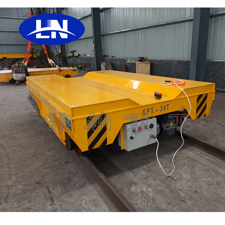 厂区卷材轨道电动运输搬运车 智能遥控重型蓄电池轨道电动平板车