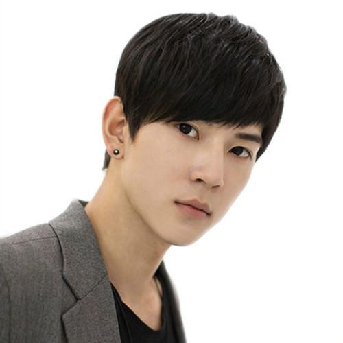 Good species grass wig men's short straight hair Japanese and Korean fashion handsome oblique bangs short straight hair wig headgear foreign trade wholesale