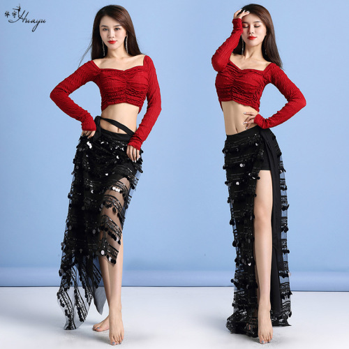 Belly dance clothes female practice dance clothes sequins tassels beginner sexy suit