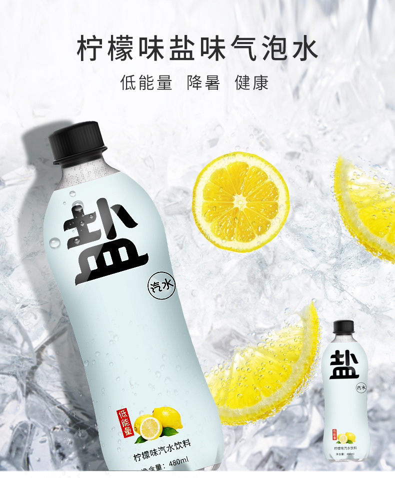 Salt soda water Full container Carbonated drinks 480ml*24 summer Lemon Soda Manufactor wholesale