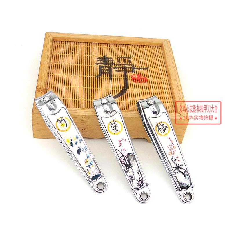 中国风梅兰竹菊胶面指甲钳 恒劲达0818大号平口滴胶指甲钳剪批发详情图3
