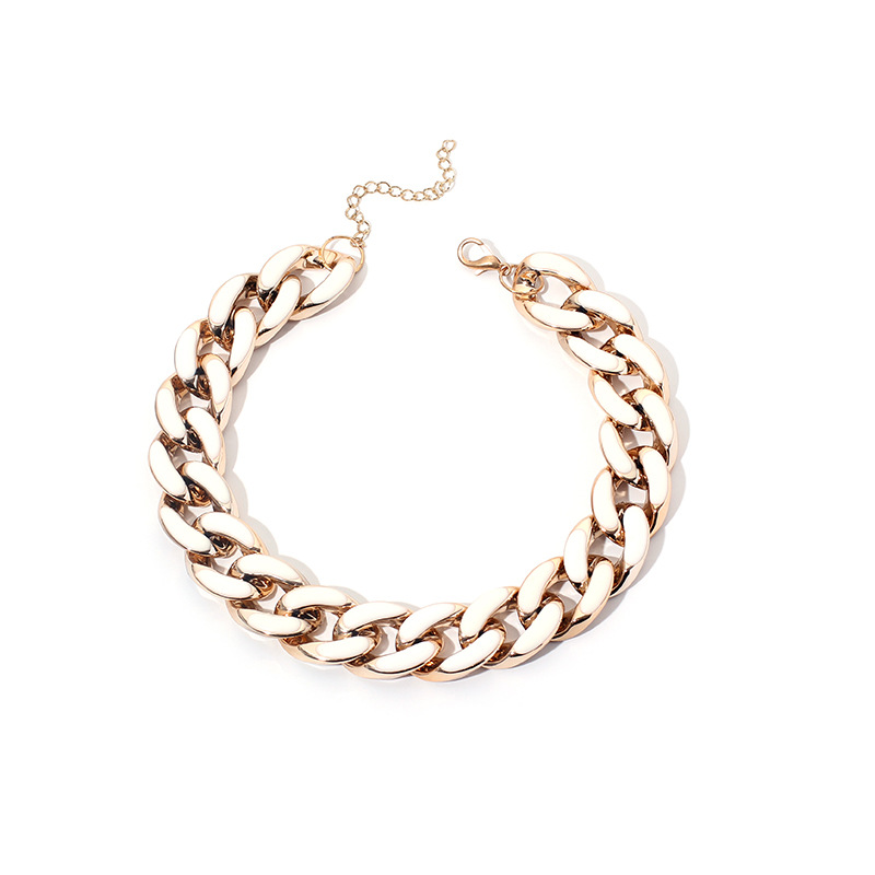 28g Weight Necklace Classification Wedding, Travel Occasion Unisex Gender Plating Design Simple Style Style White, Gold, Black Color Fashion Simple Thick Chain Women's Necklace Wild Style Hiphop Port Style Accessories Jewelry Nihaojewelry 9