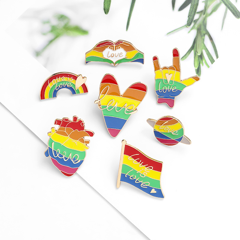 Creative Cartoon Rainbow Series Letter Alloy Dripping Oil Brooch display picture 4