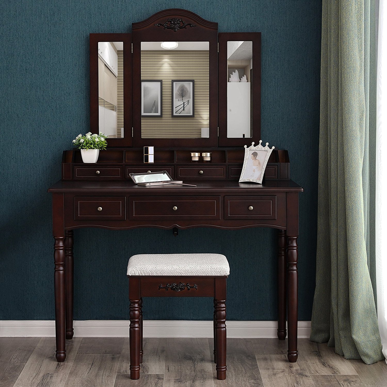 European -style solid wood leg dressing table retro family nostalgic…