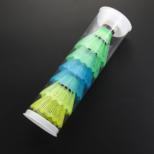 Export hot-selling color 6-pack 3-color transparent bucket foam ball head plastic ball badminton racket badminton home use