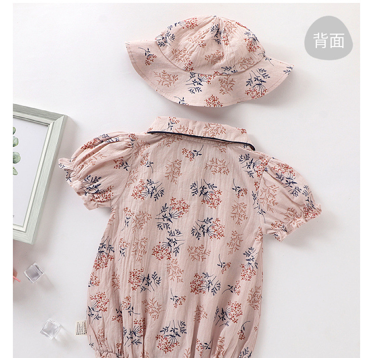 Mignon Vêtements Pour Enfants Bébé Chapeau À Manches Courtes Robe Cerise Floral Barboteuse display picture 2