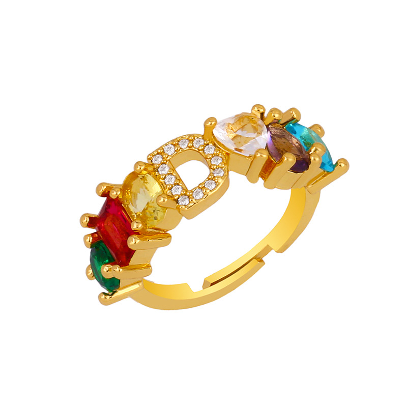 12g Weight 18K Gold Plated Plating Material Artificial Gemstones Inlay Material Birthday Occasion Copper Material Letter Pattern Women'S Gender Plating Design Fashion Style Fashion Letter Copper 18k Gold Plated Artificial Gemstones In Bulk 5