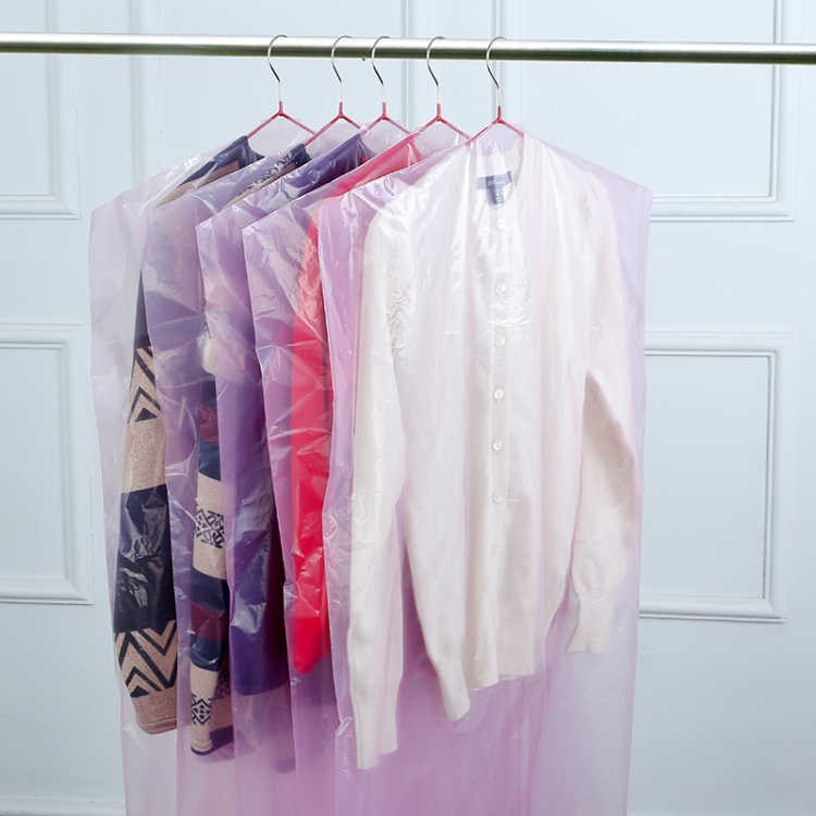 disposable clothes suit Plastic transparent Pink clothes transparent dust cover Suit cover overcoat Dust bag