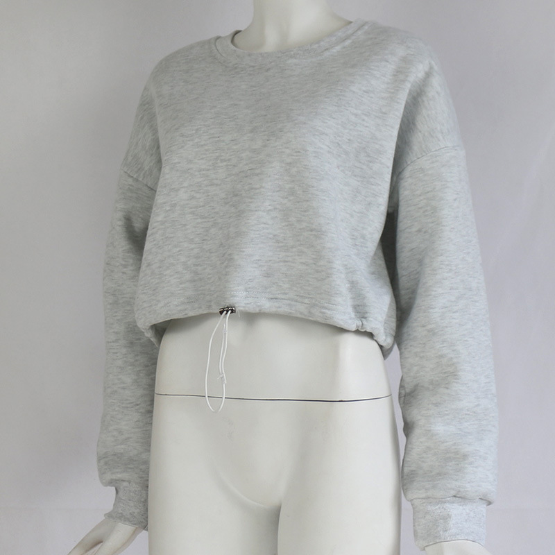 casual cotton solid color round neck long sleeve sweatshirt trousers NSGE35072