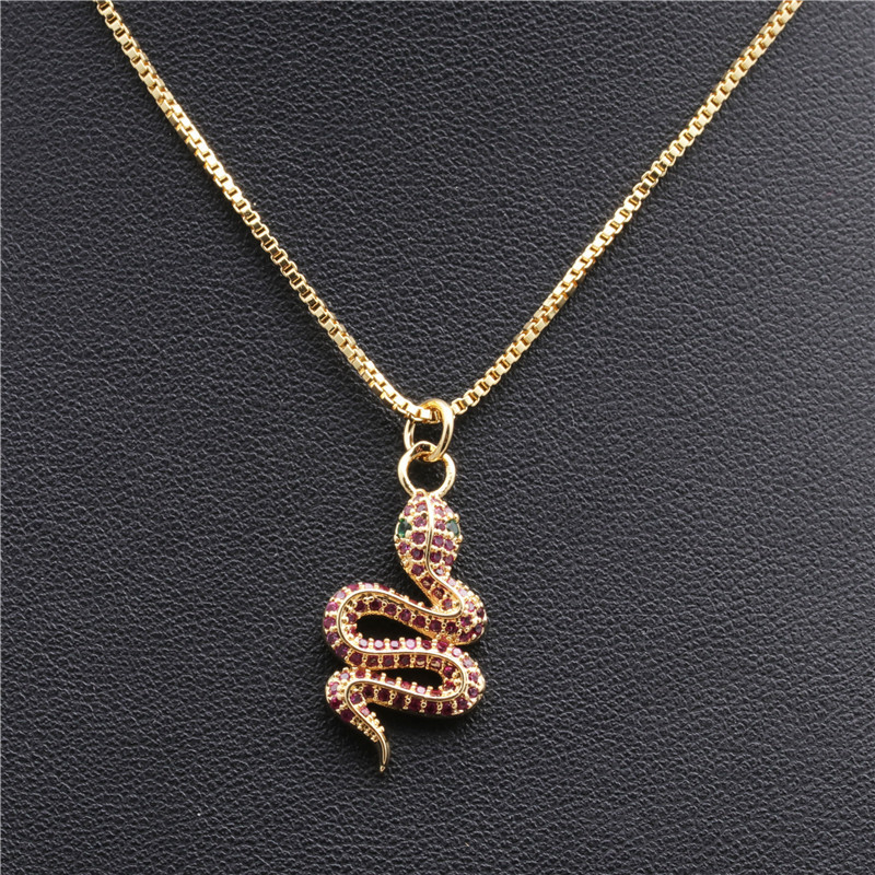 Fashion Jewelry Micro-set Zircon Serpentine Pendant Ladies Copper Necklace Wholesale Nihaojewelry display picture 4