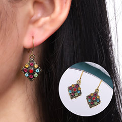 European and American Retro Foreign Trade Supply Wholesale Fashion Bohemian Colorful Diamond Earrings for Women