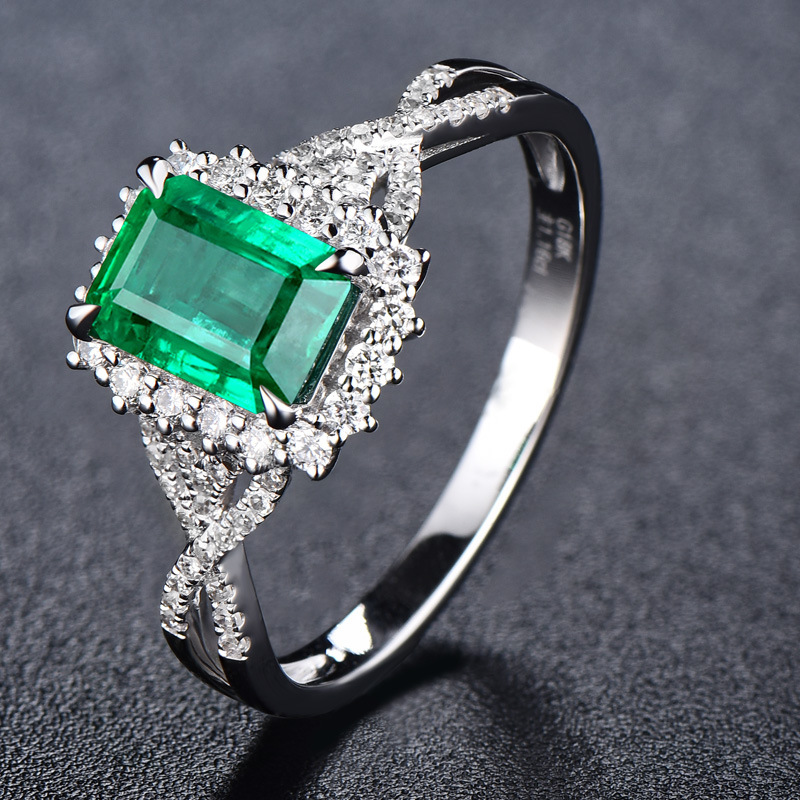 Zhen Rong wish new inlay imitation emerald square princess ring European and American fashion engagement ring women