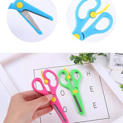 Children's Scissors with Bag for Preschool DIY Craft, Folded Paper Cutting, Protective Plastic Elastic Scissors
