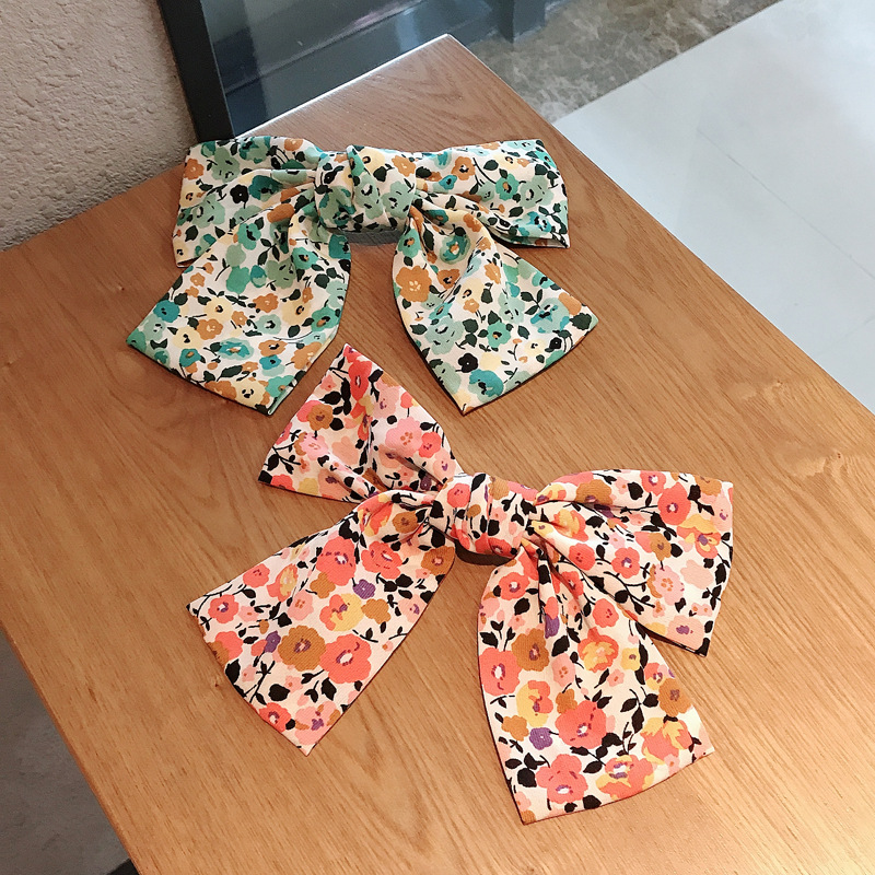 Sweet Floral Bow Spring Clip Girl Hairpin Pastoral Holiday Style Hairpin Wholesale display picture 7