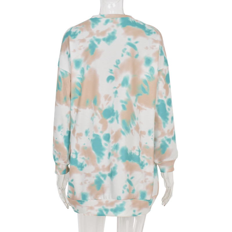 loose long-sleeved tie-dye dress  NSKL18733