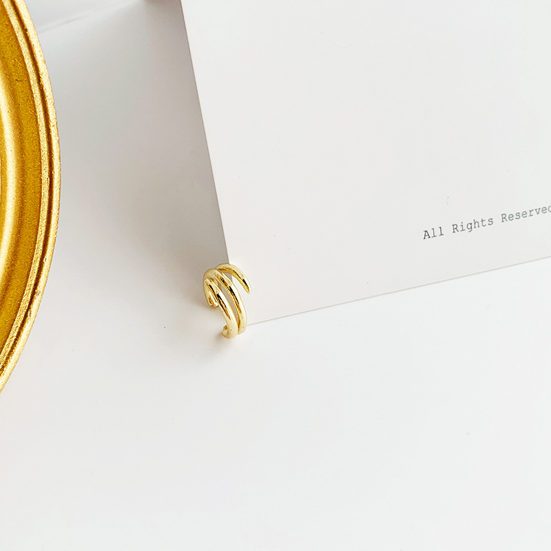 耳饰批发摆摊货源韩版金属简约耳骨夹时尚冷淡亮金色双C型耳夹女|ru