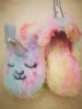 Manufacturers supply color foreign trade plush slippers, unicorn children's slippers, warm bag heel waterproof TPR bottom