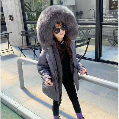 Children's clothing Faction overcome overcoat Hooded long Removable thickening Internal bile coat jacket