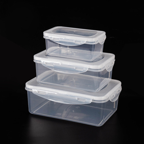 Rectangular refrigerator crisper set plastic transparent fruit and vegetable storage box sealed bento lunch box