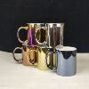 Printing pattern electroplating ceramic cup solid color light coffee cup gold and silver rainbow color marker cup fixed logo logo