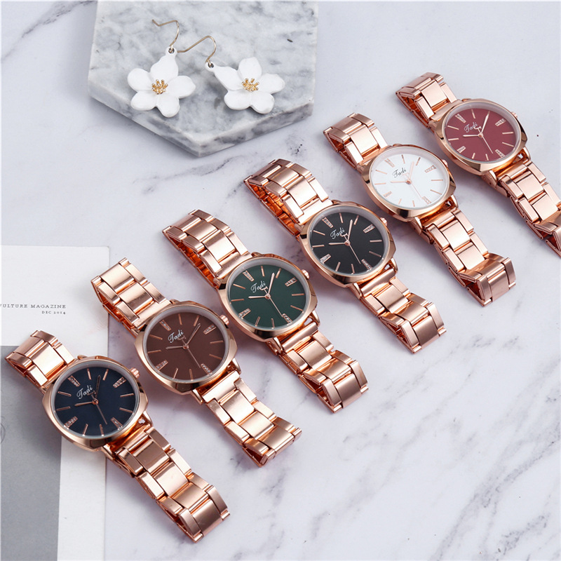 Neue Damen-Quarzuhr mit funkelndem Sternenhimmel und rosa Balken, großes Zifferblatt, schlichte, faule Miln-Armbanduhr aus legiertem Stahl_voghion.com