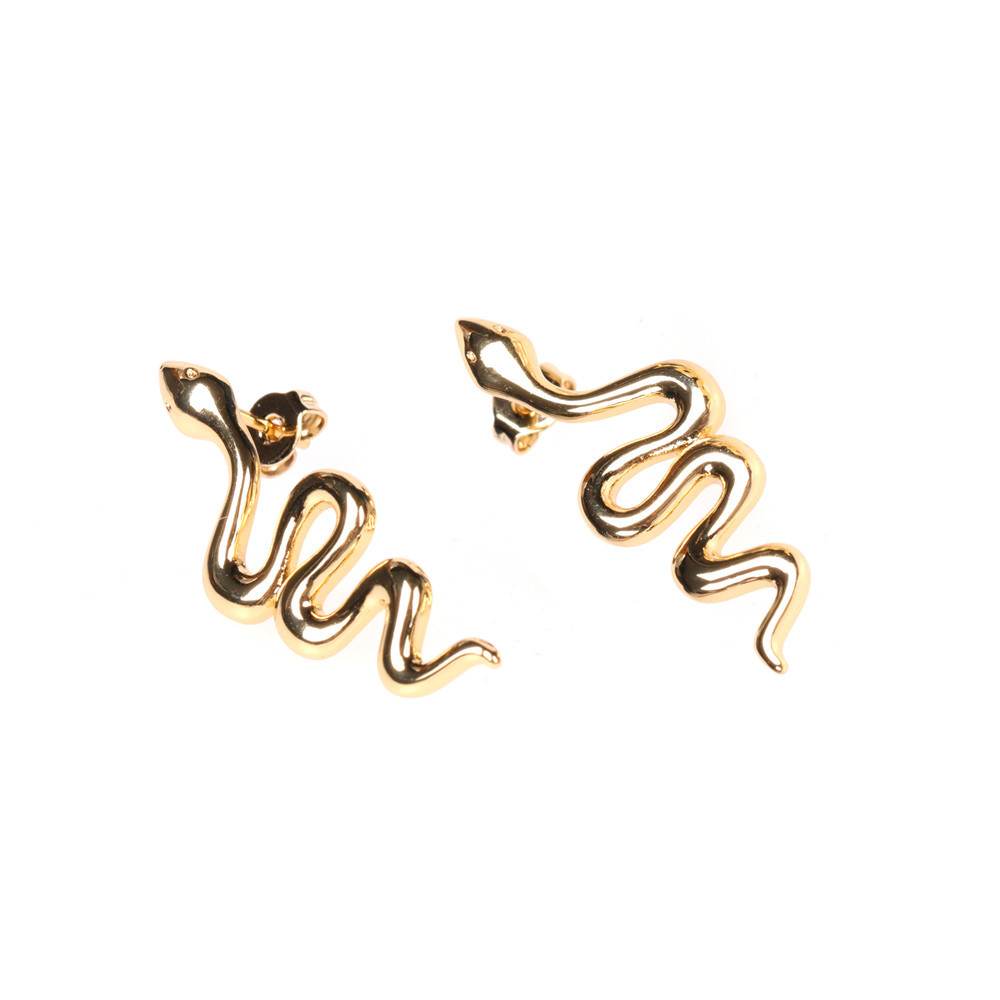 New  Snake-shaped  Animal Earrings Plating Real Gold Earrings Wholesale Nihaojewelry display picture 2