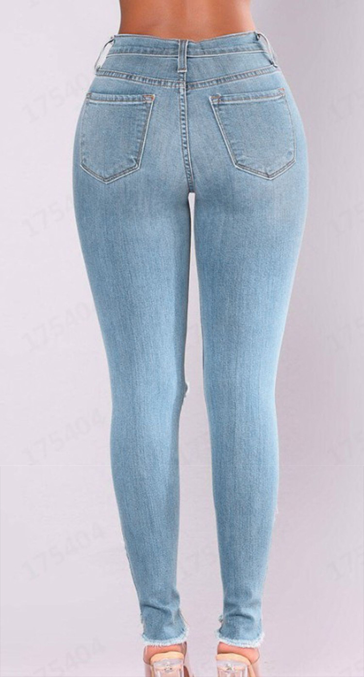 nuevo agujero denim pies pantalones mujer pantalones ajustados jeans lavados NSYF3220