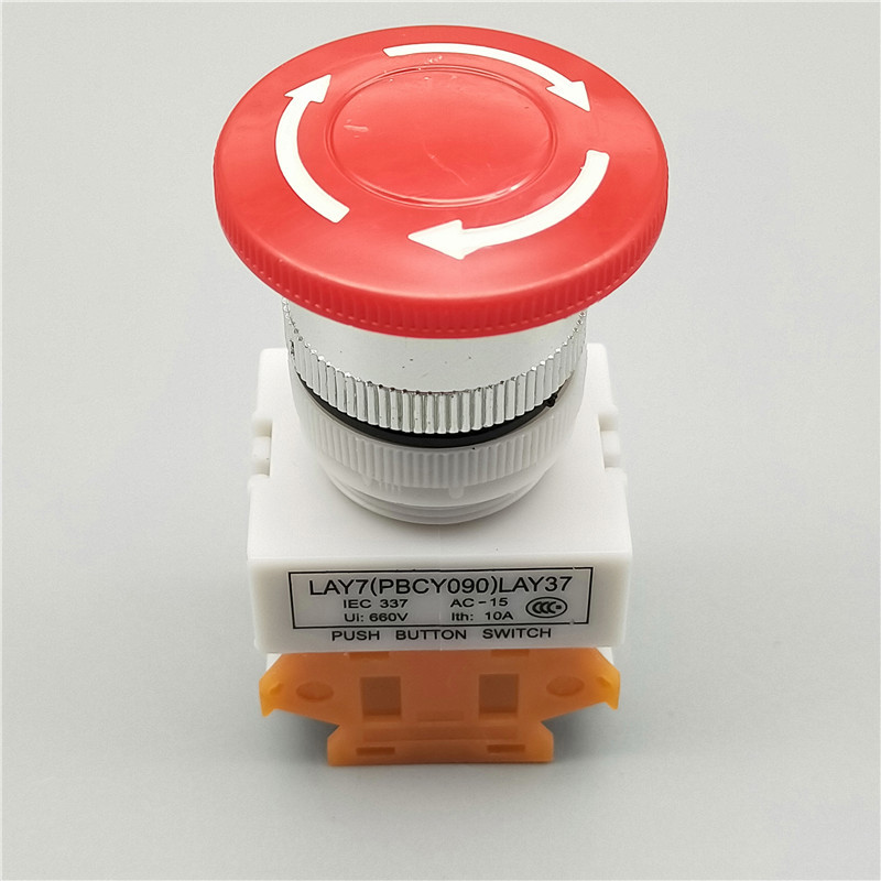 LAY7/Y090/LAY37-11ZS Mushroom head gules Urgent Stop Button switch Open hole 22mm