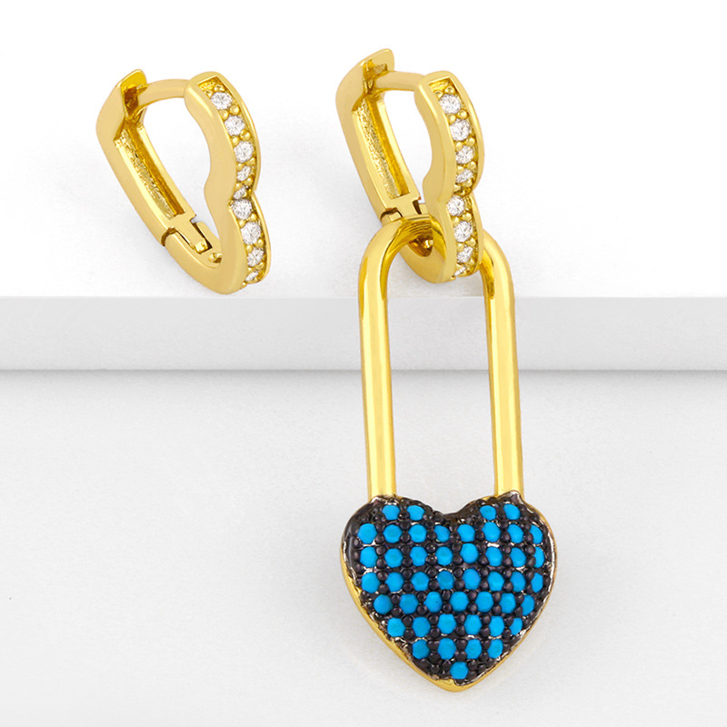 Asymmetrical Diamond Fashion Heart Earrings display picture 2