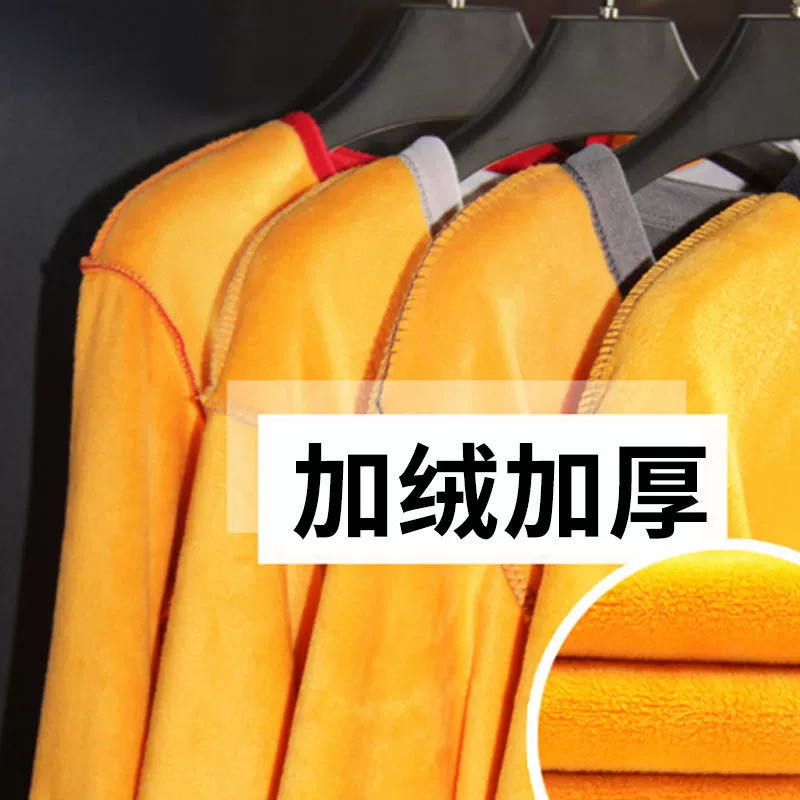 Мужские бархатные утолщенные наборы термобелья женская осенняя одежда осенние брюки молодежные хлопковые свитера с круглым вырезом зимой