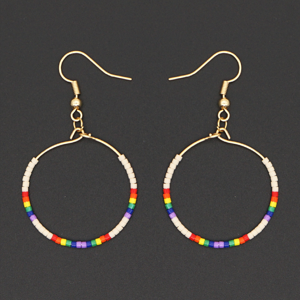 Fashion Exaggerated Rice Bead Woven Large Hoop Earrings display picture 2