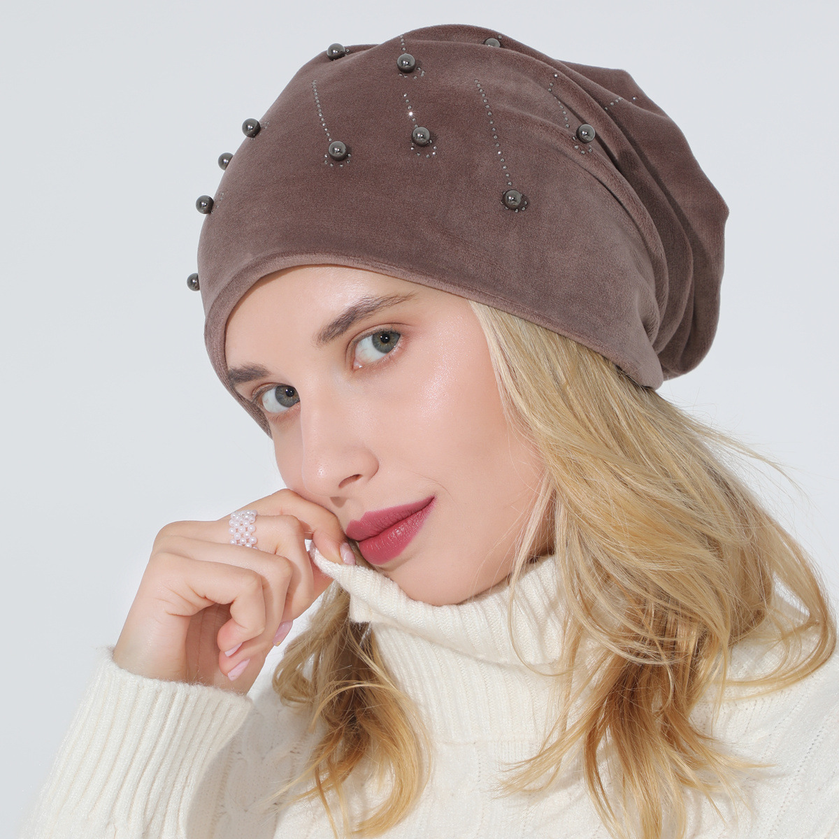 Damen Moonlight Hut Für Herbst Winter Samt Mit Strassbesatz_voghion.com