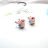 Realistic cute earrings, resin, ear clips, South Korea, wide color palette, sparrow, handmade