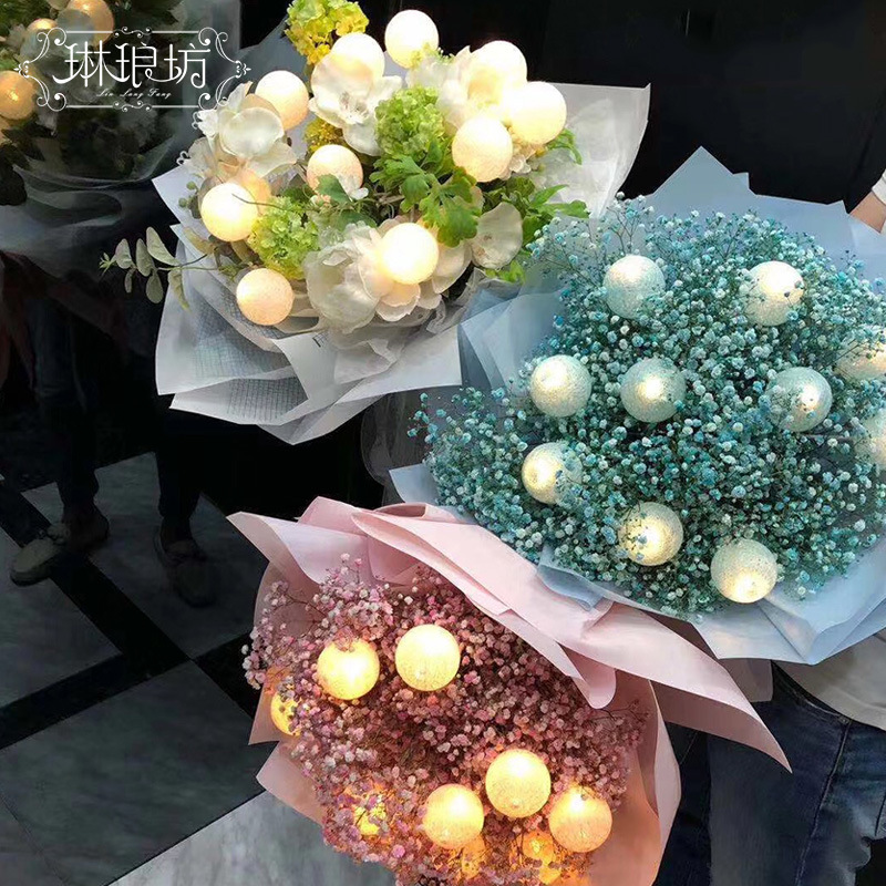 Bola de color caramelo luz tronco propuesta sorpresa macaron color luz cadena flor embalaje material decorativo sin batería