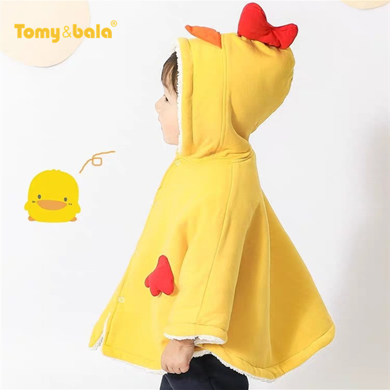 TOMYBALA嬰兒鬥篷加厚秋冬外出服防風加絨抱衣寶寶披風兒童裝外套