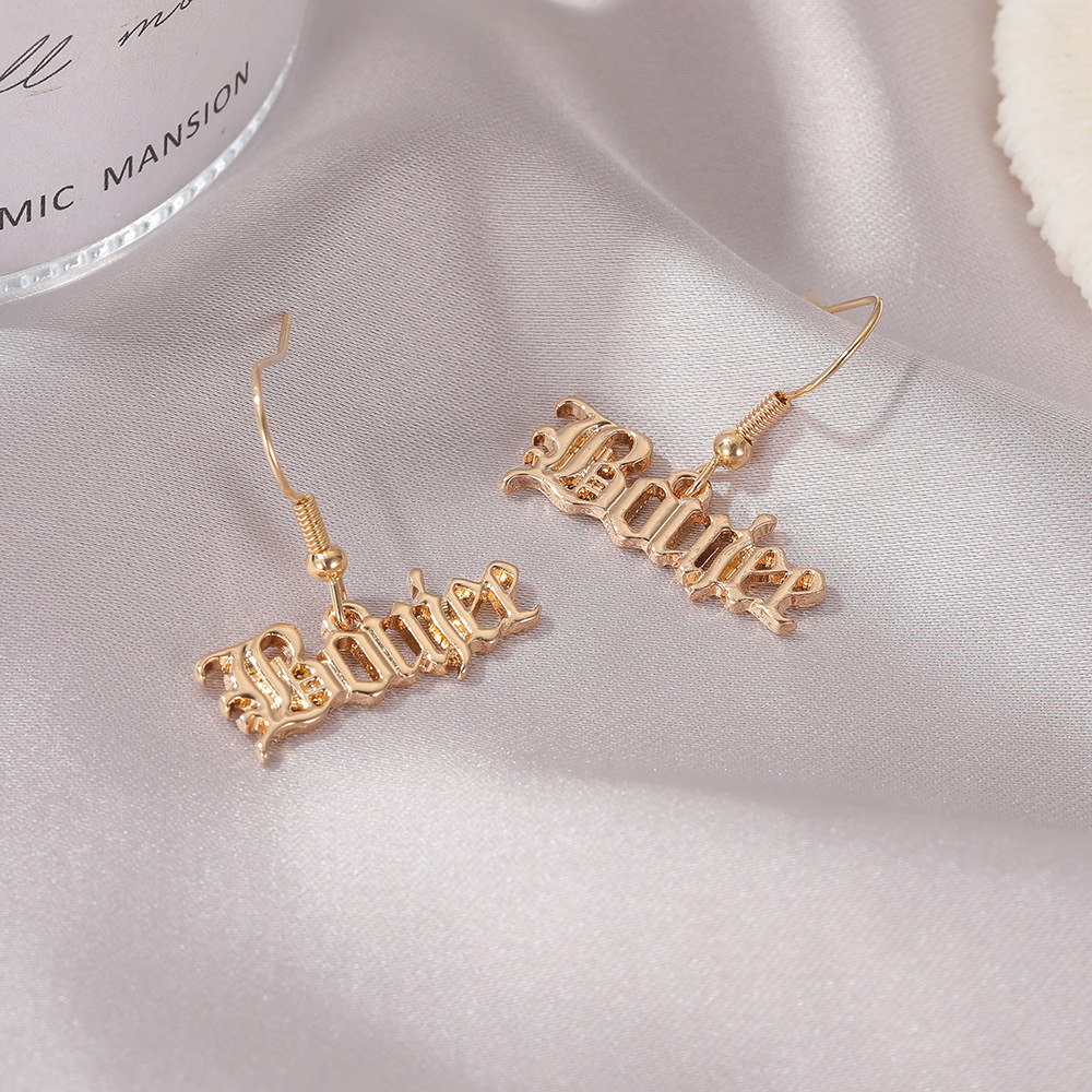 Creative New  Personalized English Alphabet Earrings display picture 4