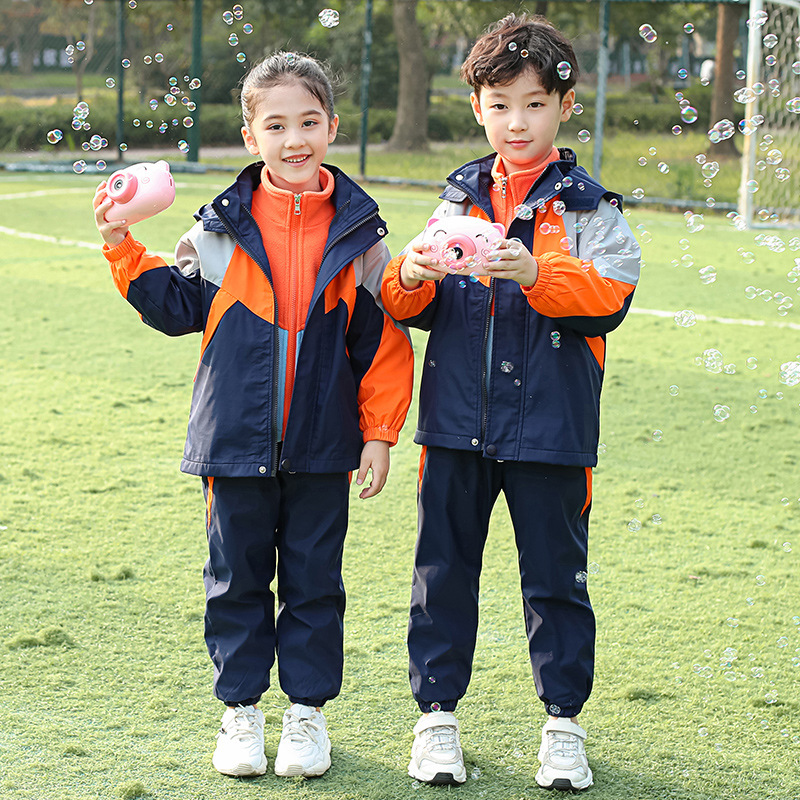 幼儿园园服冲锋衣秋冬季2020新款中小学生保暖三件套儿童纯棉班服