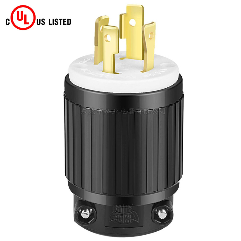 LK6431 L14-30P 美标引挂式插头四芯30A美式台湾菲律宾大功率插头