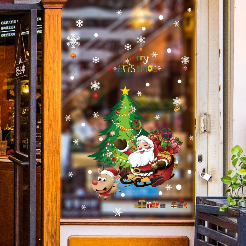 Рождественская елка Санта-Клаус праздничные украшения окна магазин стеклянная дверь настенные наклейки HM92043ds
