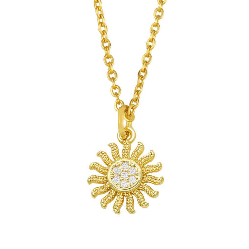 Simple Wild Sun Moon Diamond Necklace display picture 7