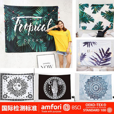 北欧装饰直播挂布背景布 ins房间卧室装饰挂毯家居北欧挂毯印花|ru