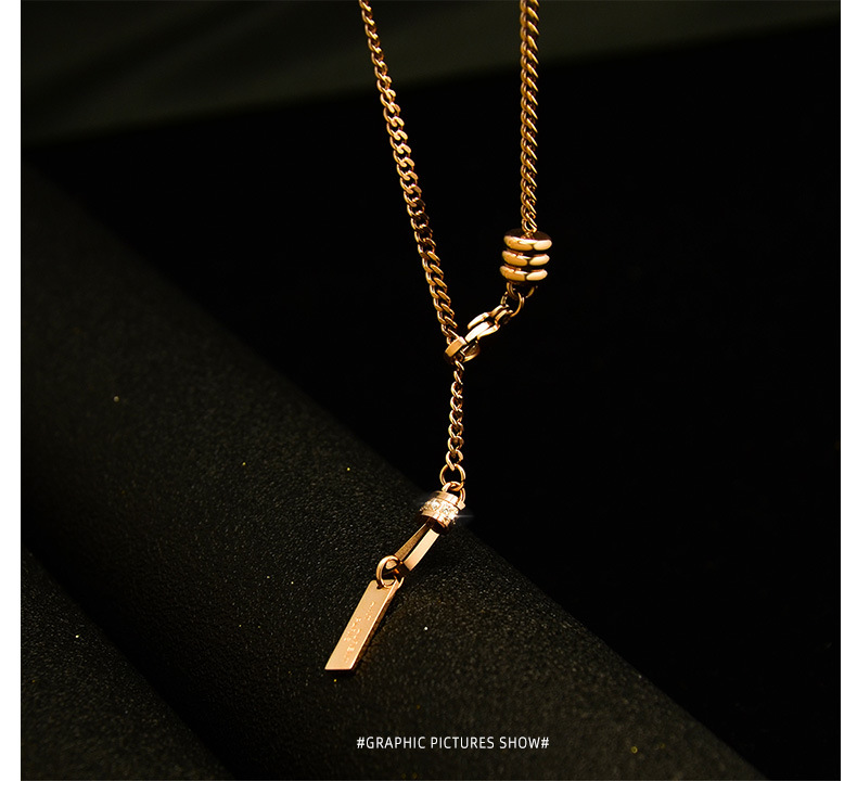 Fashion U-shaped New Accessories Diamond Long Brand Titanium Steel Clavicle Necklace display picture 1