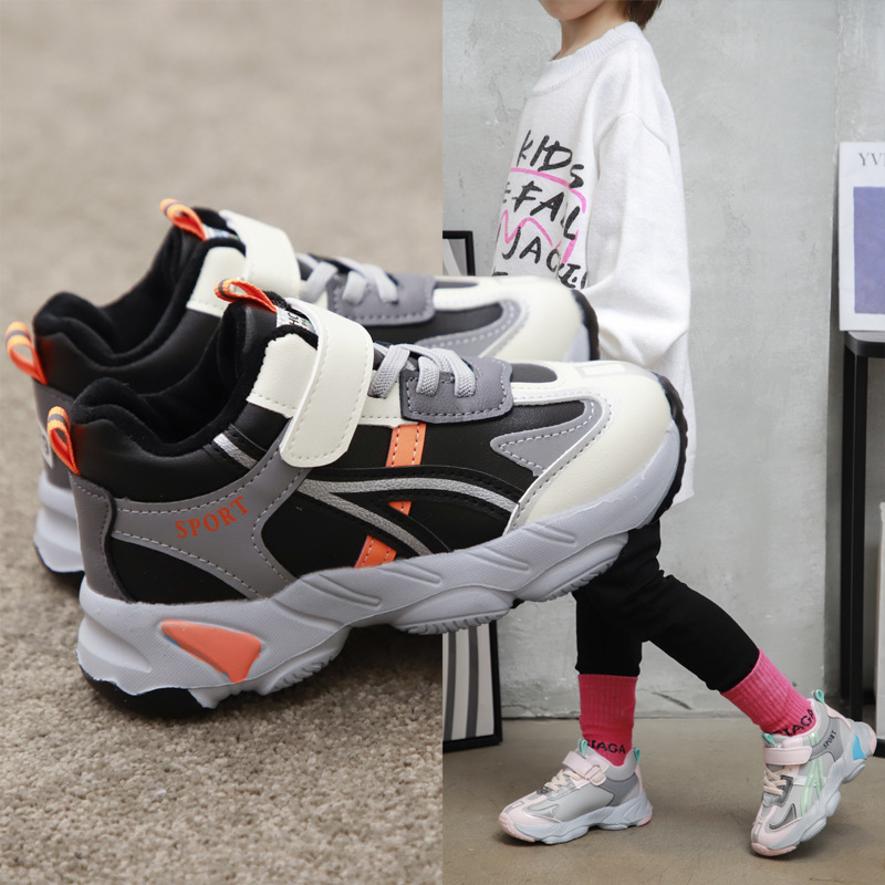 兒童加絨運動鞋秋冬季新款女童皮面軟底防滑休閑鞋中小童棉鞋大棉