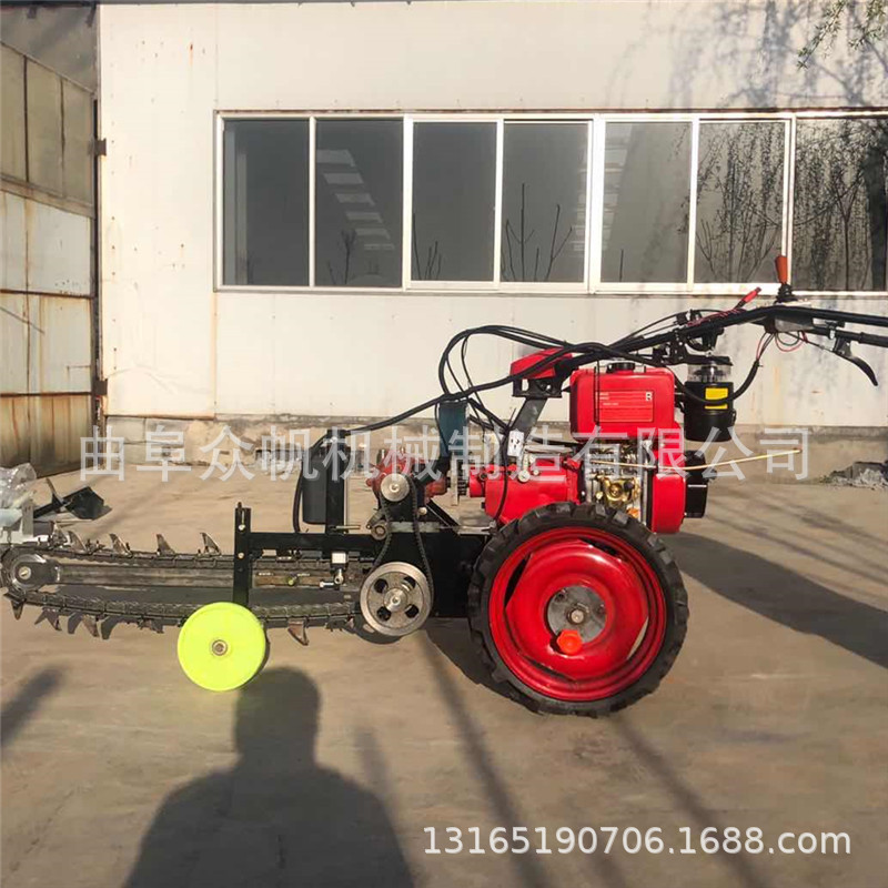 小型手扶式柴油15马力挖沟机 电缆线管道开沟机 路面开槽机