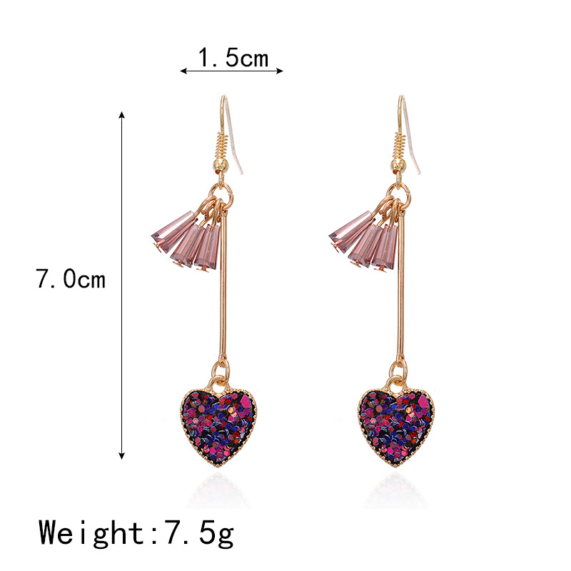 Korean Fashion Metal Texture Heart Shape Long Earrings Wholesales Yiwu Suppliers China display picture 4