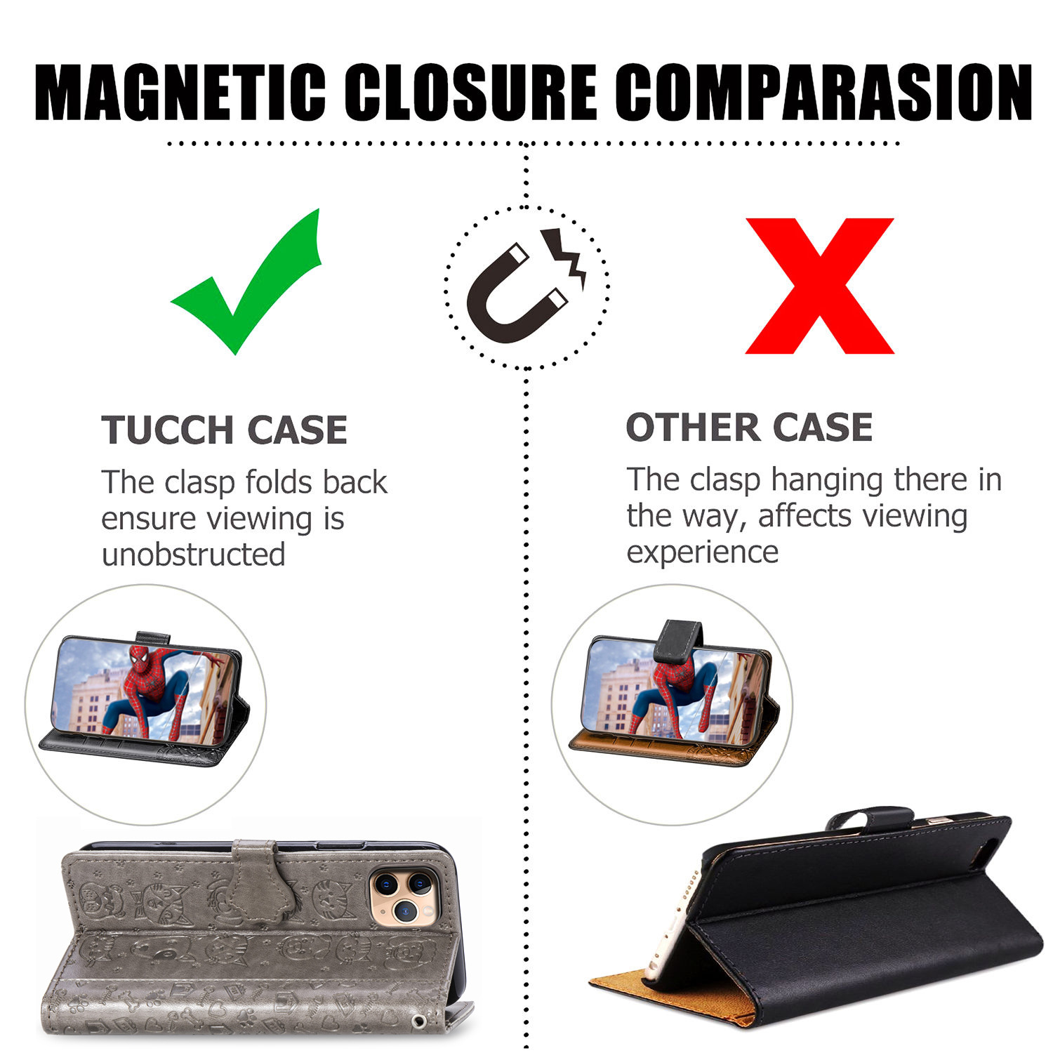 Embossed Leather Phone Case Wallet Card Holder For Iphone_voghion.com