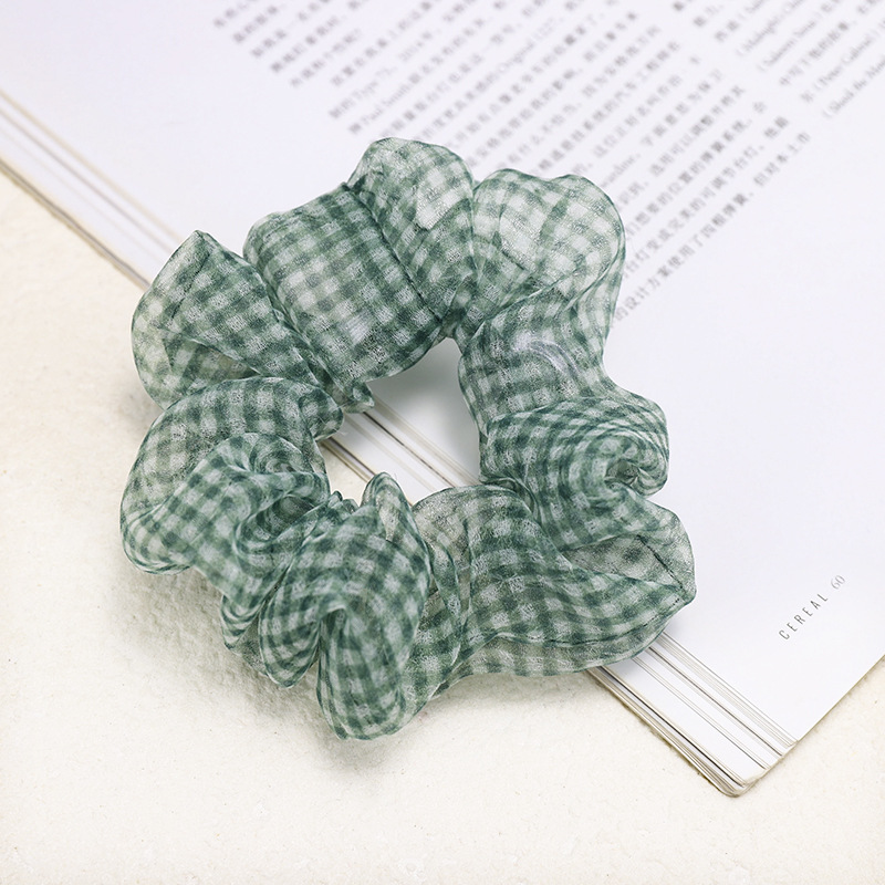 Mesh Plaid Hair Rope Large Intestine Hair Ring Ball Head Rubber Band Tie Hair Scrunchies Wholesale Nihaojewelry display picture 6