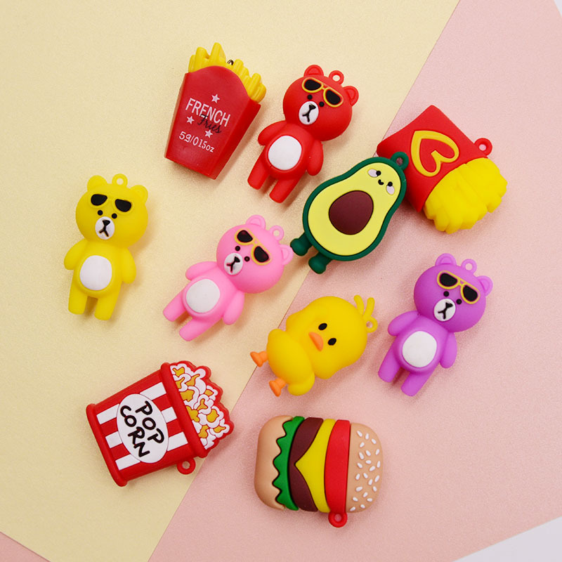 软胶卡通彩色熊小鸭子汉堡爆米花薯条1