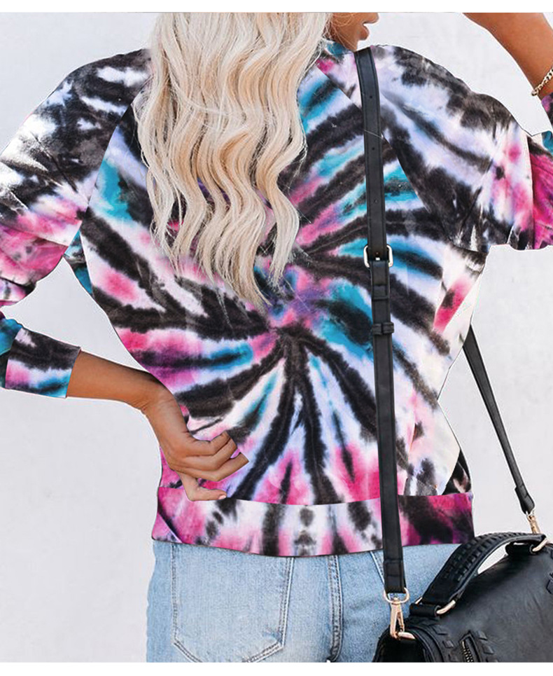 women long-sleeved autumn new style tie-dye casual round neck pullover sweater  NSSI2389