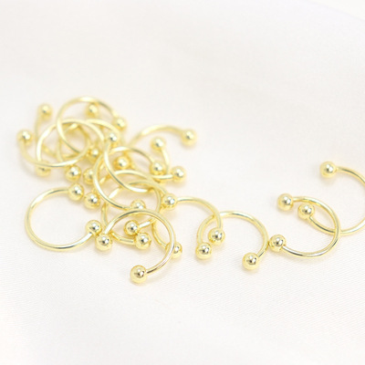 diy饰品配件纯铜镀14K真金无耳洞耳圈韩版耳环配件手工流苏耳夹|ru